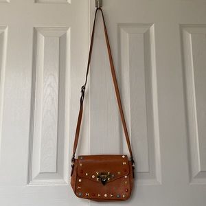 Vintage Studded Italian Leather Crossbody Bag Red White & Blue